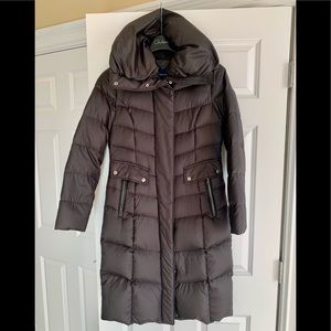 Cole Haan long fitted charcoal black coat